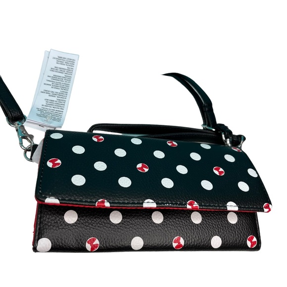 Disney Parks Minnie Mouse Cross Body Purse Wallet Black with Red Bows Wrislet - Picture 11 of 16